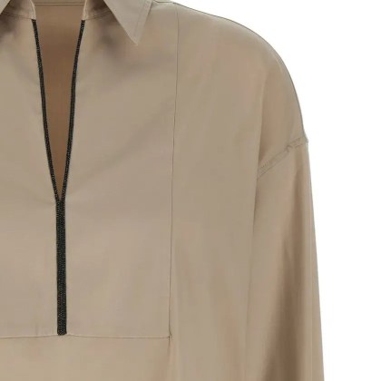 Brunello Cucinelli - Monile V-Neck Shirt - Größe S - beige – Bild 3