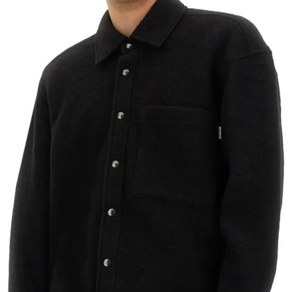 Amish - Relaxed Fit Wool Blend Overshirt With Classic Coll - Größe S - schwarz – Bild 2
