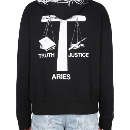 Aries - Relaxed-Fit Hoodie With Bold Graphic Design - Größe S - schwarz – Bild 3