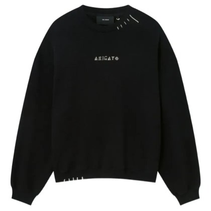 Axel Arigato - Embroidered Logo Black Sweatshirt With Drop Should - Größe XL - schwarz Axel Arigato - Embroidered Logo Black Sweatshirt With Drop Should - Größe XL - schwarz