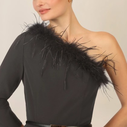 Apart - One-Shoulder Cocktailkleid - Größe 42 - schwarz – Bild 6