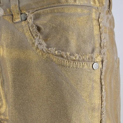 Panicale - Fringe-Detailed Gold Viscose Trousers With Drawstr - Größe 42 - beige – Bild 2