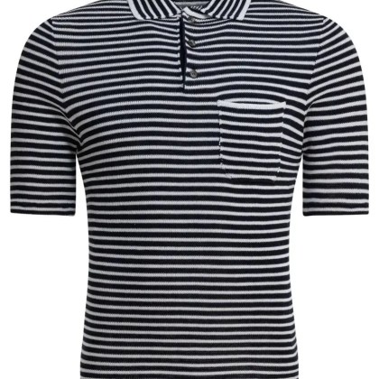 Rakki%27 - Ribbed Blue Polo Shirt - Größe 46 - grau Rakki%27 - Ribbed Blue Polo Shirt - Größe 46 - grau