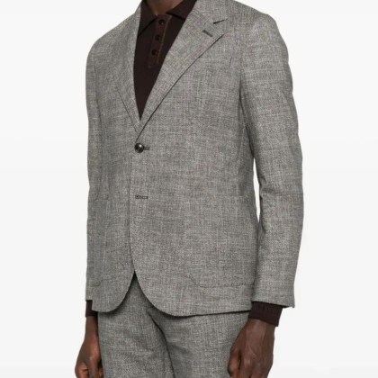 CIRCOLO 1901 - Textured Grey Checkered Tailored Blazer - Größe 56 - grau – Bild 4