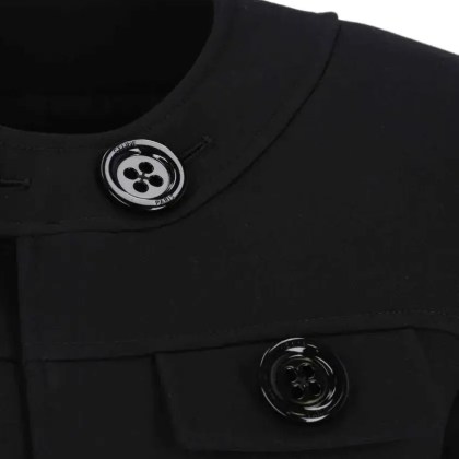 Celine - Wool Jacket With Oversized Buttons And Round Neckl - Größe 38 - schwarz – Bild 4