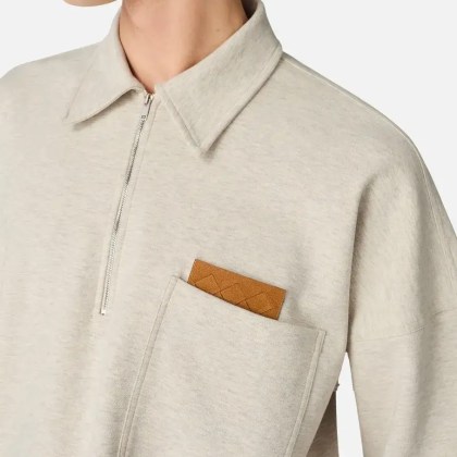 Bottega Veneta - Double Cotton Melange Polo With Zip Closure - Größe L - beige – Bild 3