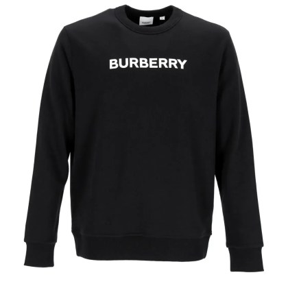 Burberry - Black Sweatshirt With Bold Logo Print And Ribbed D - Größe S - schwarz Burberry - Black Sweatshirt With Bold Logo Print And Ribbed D - Größe S - schwarz