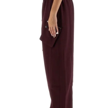 GANNI - Wide-Leg Twill Pants With Flap Pockets And Elastic - Größe 36 - rot – Bild 2