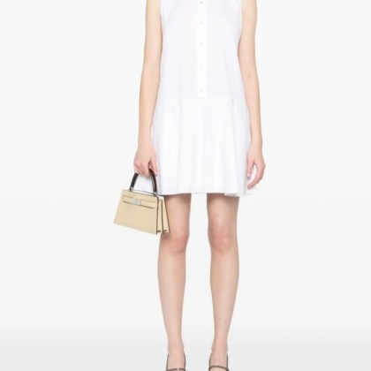 Theory - Flared White Linen Blend Mini Dress - Größe M - weiß – Bild 4