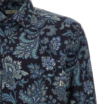 Etro - Floral Paisley Cotton Shirt - Größe 40 - blau – Bild 3