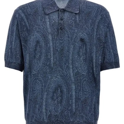 Etro - Paisley%27 Polo Shirt - Größe M - blau Etro - Paisley%27 Polo Shirt - Größe M - blau