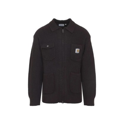 Carhartt Wip - Chunky Knit Jacket With Classic Collar - Größe L - schwarz Carhartt Wip - Chunky Knit Jacket With Classic Collar - Größe L - schwarz