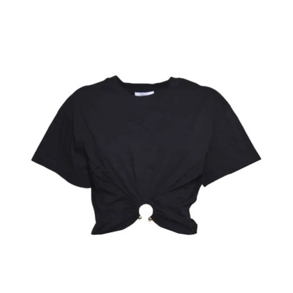 Paco Rabanne - Piercing Cropped T-Shirt In Black Cotton - Größe M - schwarz Paco Rabanne - Piercing Cropped T-Shirt In Black Cotton - Größe M - schwarz