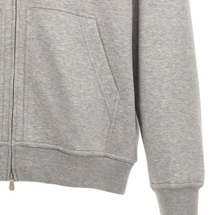 Brunello Cucinelli - Zip Closure Cotton Blend Hoodie - Größe S - grau – Bild 2