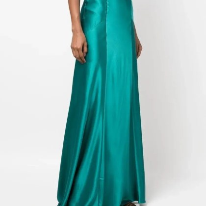 Alberta Ferretti - Green High-Waisted Silk Maxi Skirt - Größe 42 - grün – Bild 3