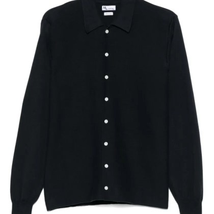 Doppiaa - Navy Blue Knitted Long Sleeve Shirt - Größe 48 - blau Doppiaa - Navy Blue Knitted Long Sleeve Shirt - Größe 48 - blau