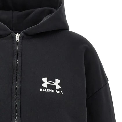 Balenciaga - Fleece Hoodie With Logo Embroidery - Größe XXS - schwarz – Bild 3