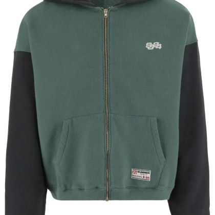 SUMMER GAMES - Color-Block Cotton Hoodie With Front Logo - Größe S - grün SUMMER GAMES - Color-Block Cotton Hoodie With Front Logo - Größe S - grün