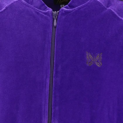 Needles - Purple Velvet Sweatshirt With Zip Front - Größe S - lila – Bild 3