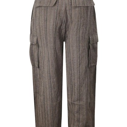 DAWEI STUDIO - Pinstripe Cotton Blend Trousers - Größe 36 - braun – Bild 4