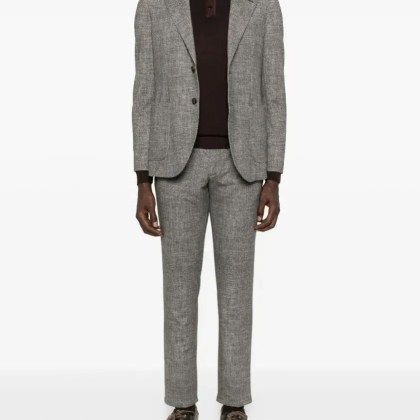 CIRCOLO 1901 - Textured Grey Checkered Tailored Blazer - Größe 56 - grau – Bild 3