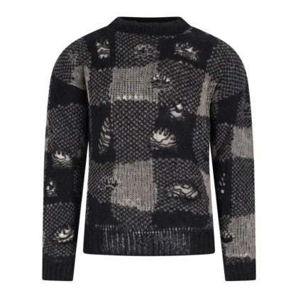 Our Legacy - Patchwork Design Black Sweater With Round Neckline - Größe 50 - schwarz Our Legacy - Patchwork Design Black Sweater With Round Neckline - Größe 50 - schwarz