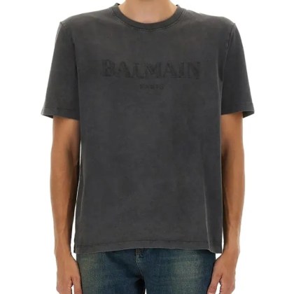 Balmain - With Logo Embroidery T-Shirt - Größe XL - grau Balmain - With Logo Embroidery T-Shirt - Größe XL - grau