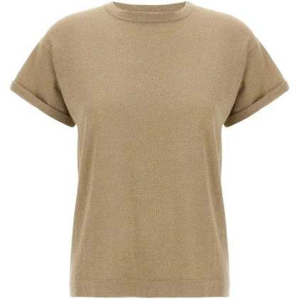 Brunello Cucinelli - Lamé Cashmere T-Shirt - Größe S - braun Brunello Cucinelli - Lamé Cashmere T-Shirt - Größe S - braun
