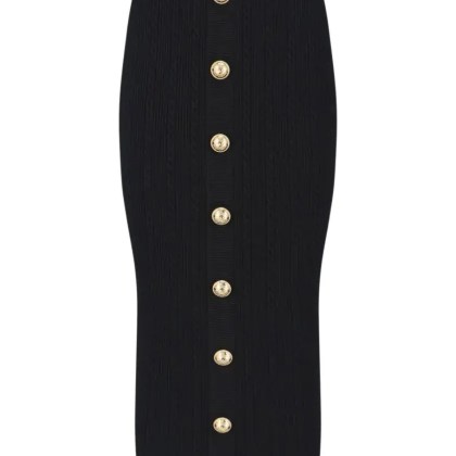 Balmain - Ribbed Black Midi Skirt - Größe 36 - schwarz Balmain - Ribbed Black Midi Skirt - Größe 36 - schwarz