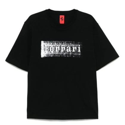 Ferrari - Graphic Print Black Cotton T-Shirt - Größe S - schwarz Ferrari - Graphic Print Black Cotton T-Shirt - Größe S - schwarz
