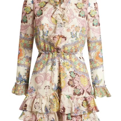 Etro - Checked Silk Minidress With Floral - Größe 40 - bunt Etro - Checked Silk Minidress With Floral - Größe 40 - bunt