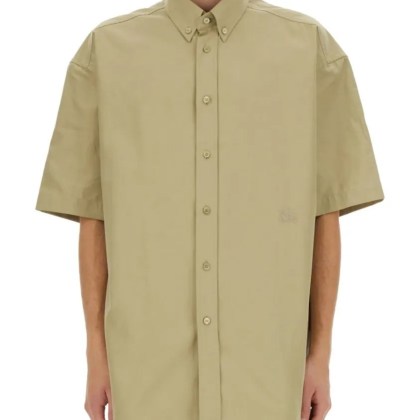 Burberry - Short-Sleeved Button-Down Cotton Shirt - Größe M - beige Burberry - Short-Sleeved Button-Down Cotton Shirt - Größe M - beige