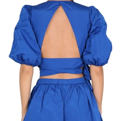 Red Valentino - Taffeta Top - Größe 42 - blau – Bild 3