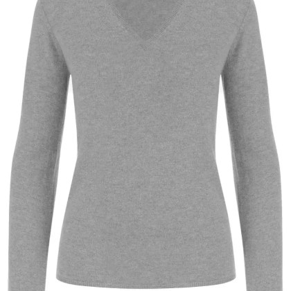 Allude - V-Neck Cashmere Sweater With Ribbed Edges And Time - Größe M - grau Allude - V-Neck Cashmere Sweater With Ribbed Edges And Time - Größe M - grau