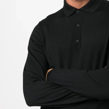 Hugo - Lancione Long-Sleeve Polo Shirt - Größe XL - schwarz – Bild 2