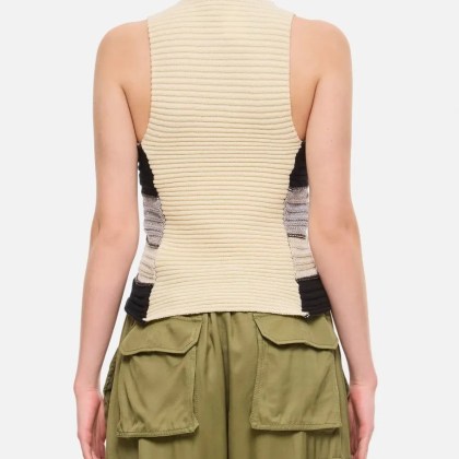 Vitelli - Linen And Cotton Horizontal Peacock Crop Top - Größe 2 - bunt – Bild 3