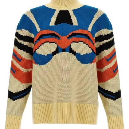Blumarine - Jacquard Wool Sweater With High Neck And Textured - Größe M - bunt Blumarine - Jacquard Wool Sweater With High Neck And Textured - Größe M - bunt