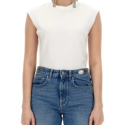 Paco Rabanne - Fitted Cotton T-Shirt With Structured Sleeves - Größe S - blau Paco Rabanne - Fitted Cotton T-Shirt With Structured Sleeves - Größe S - blau