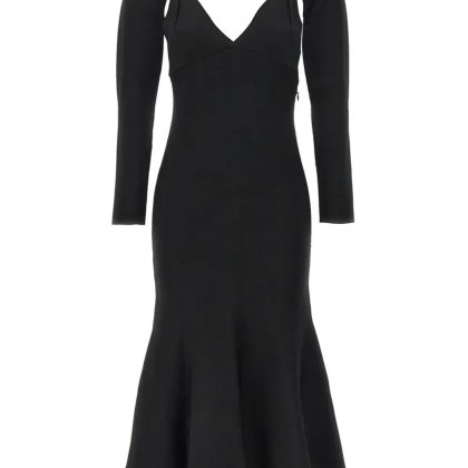 ROLAND MOURET - Stretch Knit Midi Dress - Größe 12 - schwarz ROLAND MOURET - Stretch Knit Midi Dress - Größe 12 - schwarz