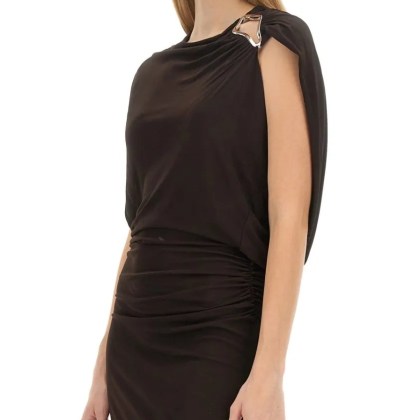 Lanvin - Draped Evening Dress With Shoulder Detail - Größe 36 - braun – Bild 2
