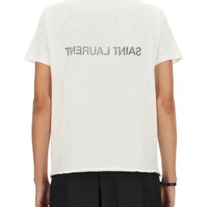 Saint Laurent - T-Shirt With Reverse Logo - Größe M - weiß – Bild 4