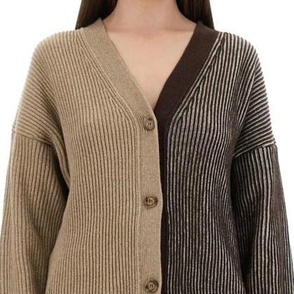 Moschino - Relaxed Fit Cardigan With Inlay Logo Design - Größe XS - braun – Bild 2