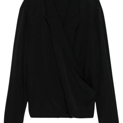 Theory - Crossover Neckline Black Silk Shirt - Größe L - schwarz Theory - Crossover Neckline Black Silk Shirt - Größe L - schwarz