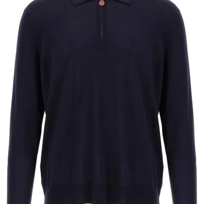 Kiton - Wool Knit Polo Shirt With Classic Collar And Half- - Größe L - blau Kiton - Wool Knit Polo Shirt With Classic Collar And Half- - Größe L - blau