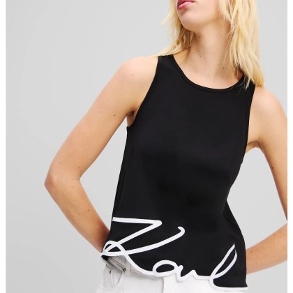 Karl Lagerfeld - TANKTOP MIT KARL SIGNATURE-STICKEREI AM SAUM - Größe M - schwarz – Bild 3