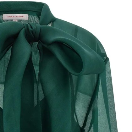 Carolina Herrera - Organza Blouse - Größe 12 - grün – Bild 3