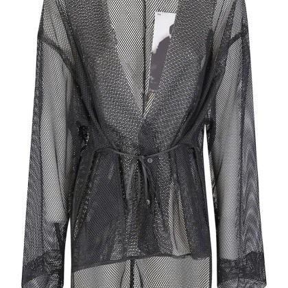 Maria Calderara - Lightweight Black Mesh Jacket With Deep V-Neck - Größe 2 - schwarz Maria Calderara - Lightweight Black Mesh Jacket With Deep V-Neck - Größe 2 - schwarz