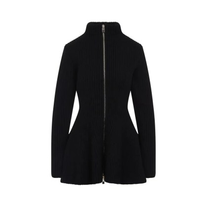 Alaia - Flared Black Knit Sweater With High Collar - Größe 40 - schwarz Alaia - Flared Black Knit Sweater With High Collar - Größe 40 - schwarz