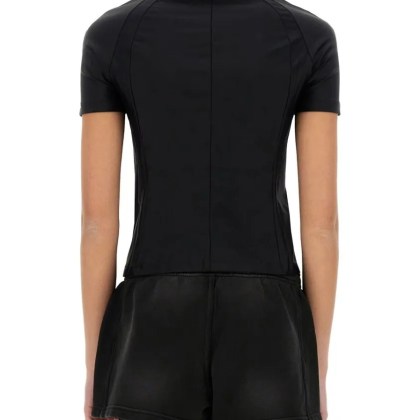 T by Alexander Wang - Fitted Black T-Shirt With Logo Details - Größe L - schwarz – Bild 3