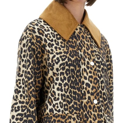 GANNI - Leopard Print Midi Jacket - Größe XXS - braun – Bild 2